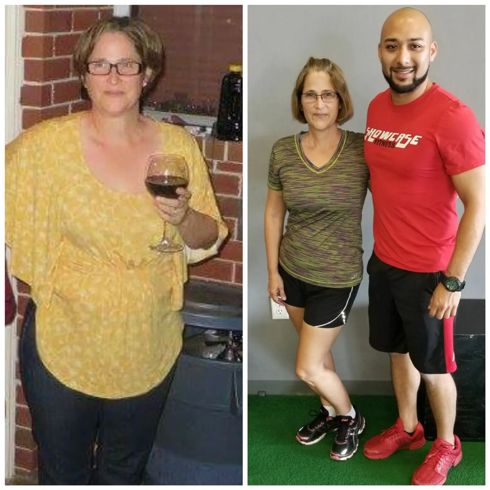 Client transformation at Showcase Fitness — before and after